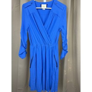 Maeve Anthropologie Blue Wrap Dress XS‎ Knee Length